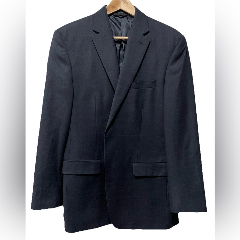Polo Lauren Ralph Lauren 40R Blue Windowpane Plaid Wool Sport Coat Single Vent - Picture 3 of 13